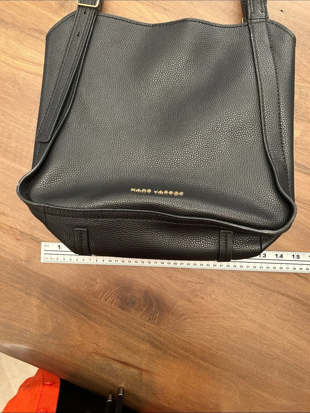 Marc Jacobs Black Pebbled Leather Shoulder Tote with Gold Logo